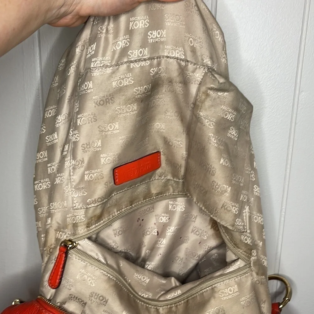 Michael Kors Fulton Orange Red Pebbled Leather Handbag Shoulder Bag